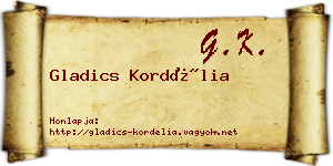Gladics Kordélia névjegykártya